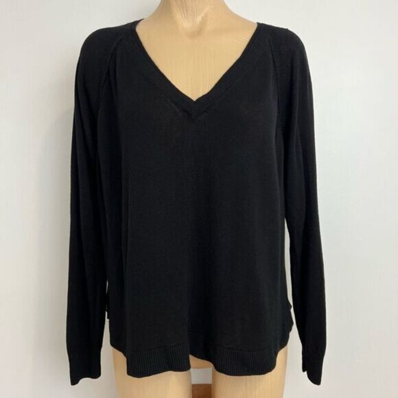La Fee Marboutee Size 3 Medium Women’s Long Sleeve Black Sweater Sheer Back V - Picture 8 of 16
